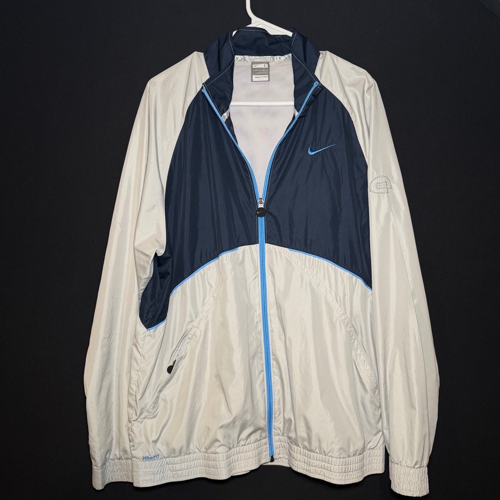 Nike Windbreaker Jacket Mens L Blue Grey‎ Navy Nike Fit Storm 321996-094